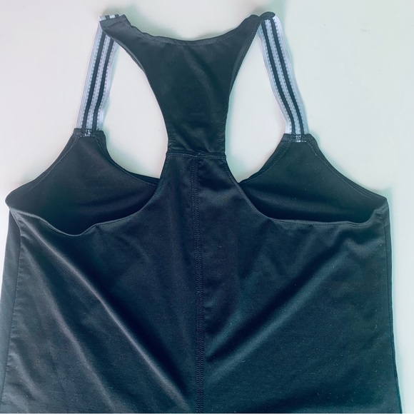 ๐HP!๐ ADIDAS RETRO VINTAGE Y2K WOMENS CLIMALITE BLACK WHITE RACERBACK TANK TOP - Picture 3 of 7
